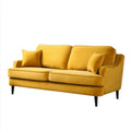 Canapé 2 places droit jaune moutarde en velours de polyester 160 x 85 x 86 cm