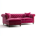Canapé d’angle Chesterfield fuchsia en velours de polyester 290 x 170 x 78 cm