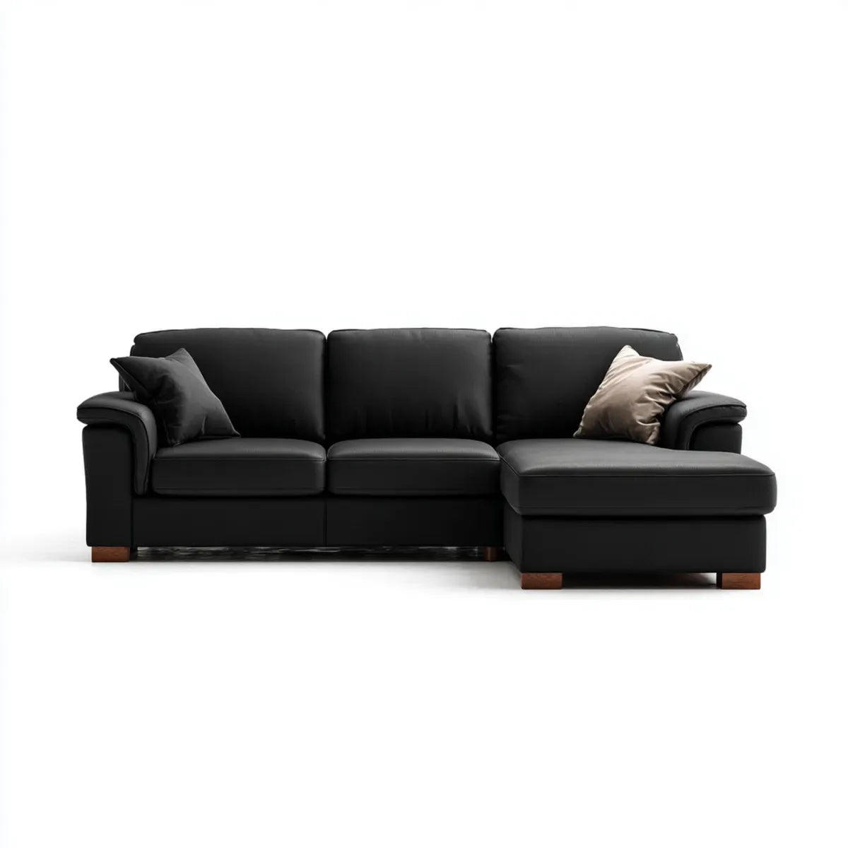 Canapé d'angle 3 places noir en cuir synthétique PU avec méridienne droite 260 x 160 x 85 cm