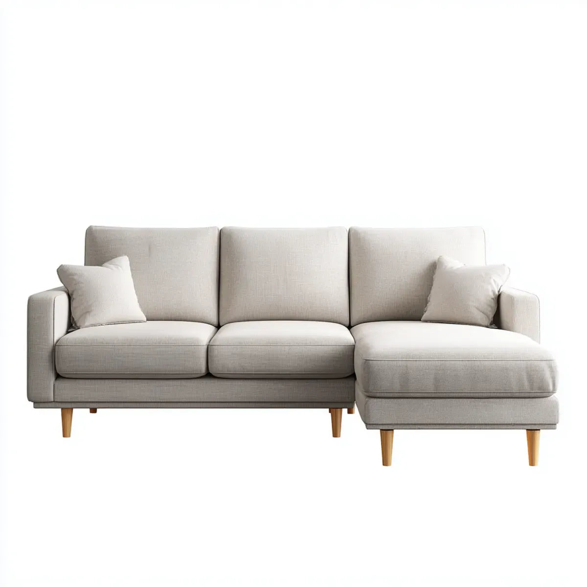 Canapé d’angle droit 3 places beige en polyester 240 x 150 x 85 cm