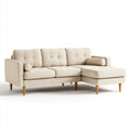 Canapé d'angle droit 3 places beige 220 x 145 x 85 cm polyester forme L