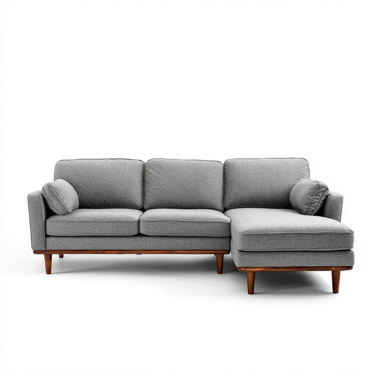 Canapé d’angle droit 3 places gris en polyester forme L 230 x 150 x 85 cm