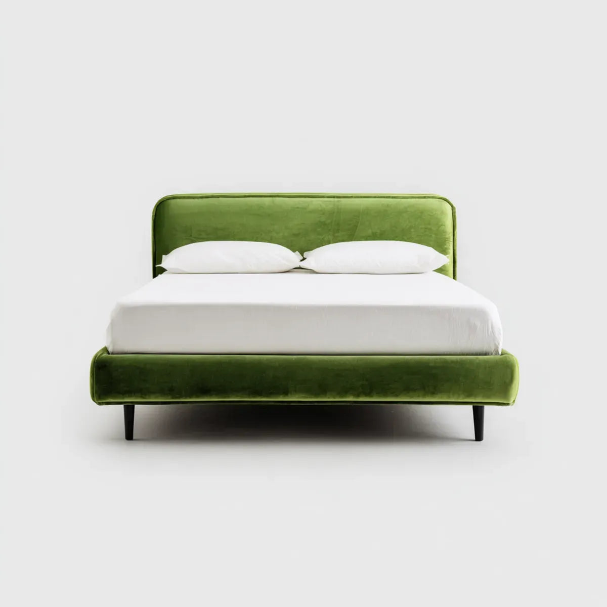Lit double 160 x 200 cm vert en velours de polyester rectangulaire