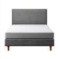Lit double avec sommier à lattes gris foncé 140 x 190 cm en polyester forme rectangulaire
