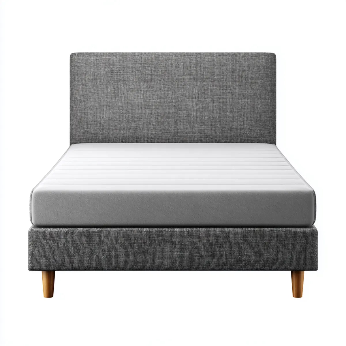 Lit double avec sommier à lattes gris foncé 140 x 190 cm en polyester forme rectangulaire