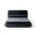 Lit double capitonné gris anthracite 160 x 200 cm en velours de polyester rectangulaire