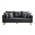 Canapé droit 3 places gris anthracite en polyester 190 x 85 x 85 cm avec pieds en bois massif