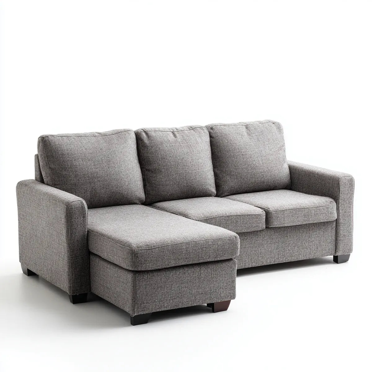 Canapé d’angle gauche 3 places gris 220 x 145 x 85 cm en polyester forme L