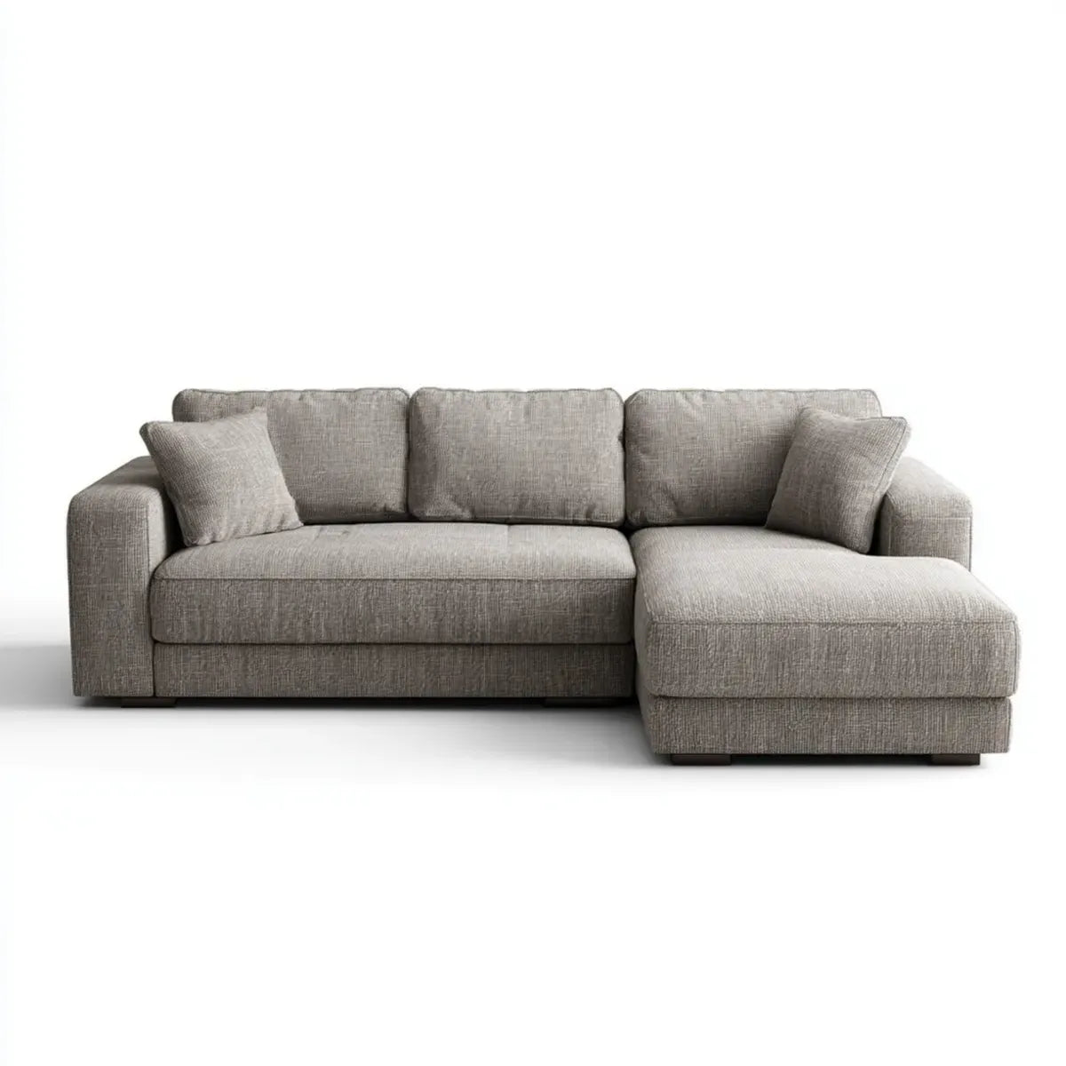 Canapé d’angle 3 places gris avec méridienne droite en polyester 260 x 160 x 85 cm