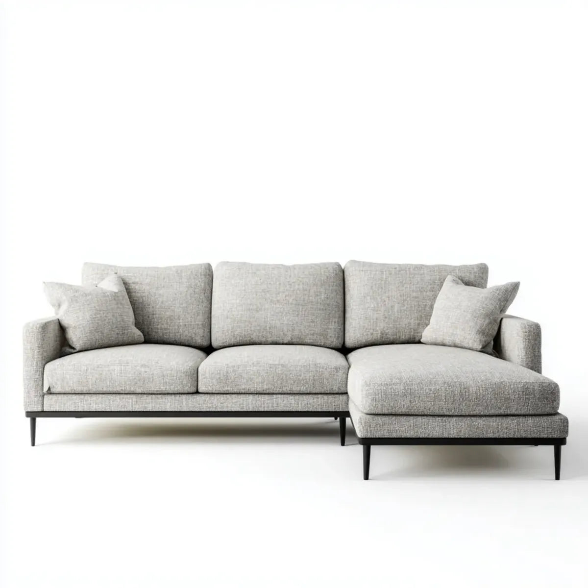 Canapé d’angle droit 4 places gris clair en polyester et acier 280 x 160 x 85 cm