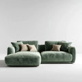 Canapé d'angle 3 places vert en velours côtelé polyester avec méridienne 300 x 170 x 85 cm
