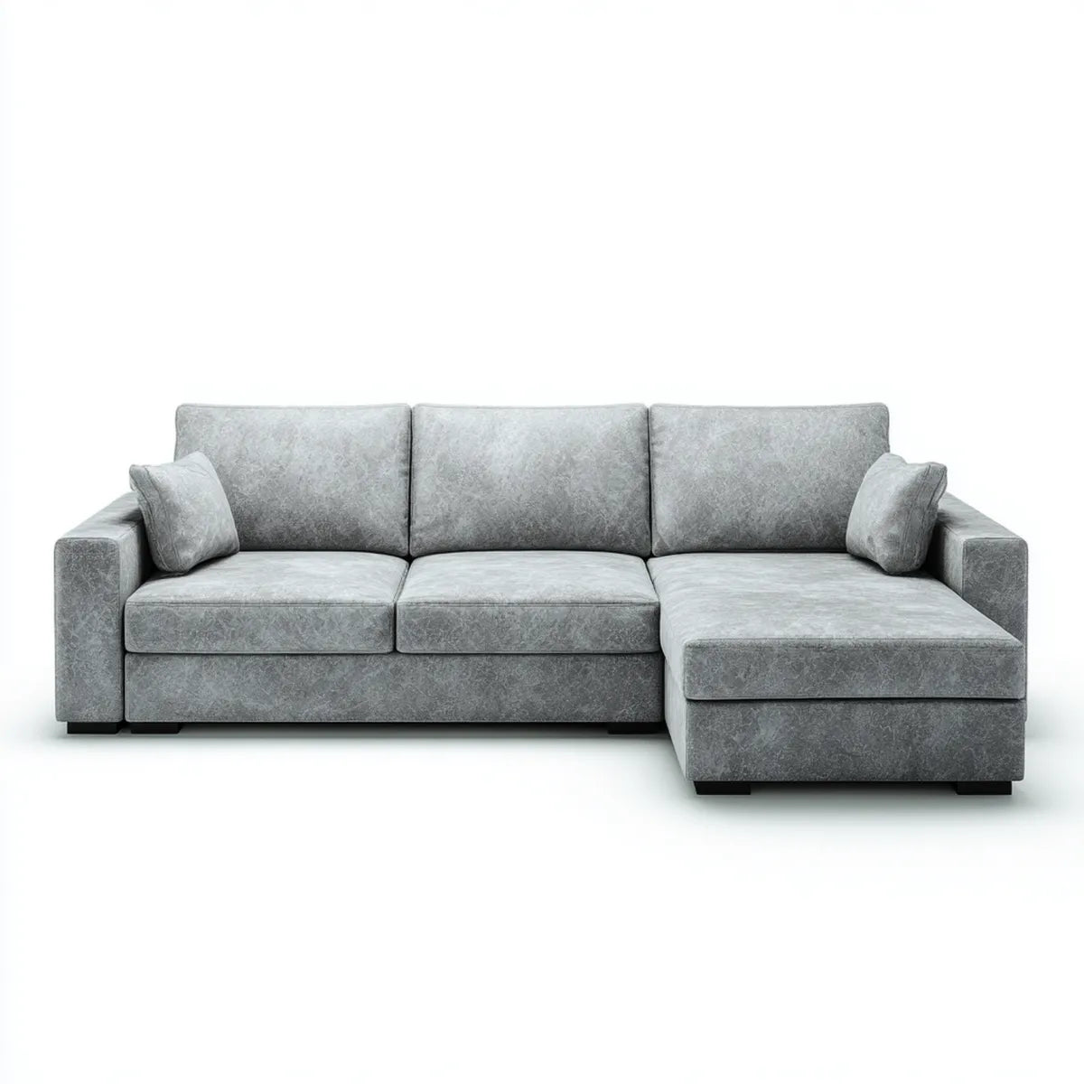 Canapé d’angle droit 3 places gris en polyester 260 x 160 x 85 cm