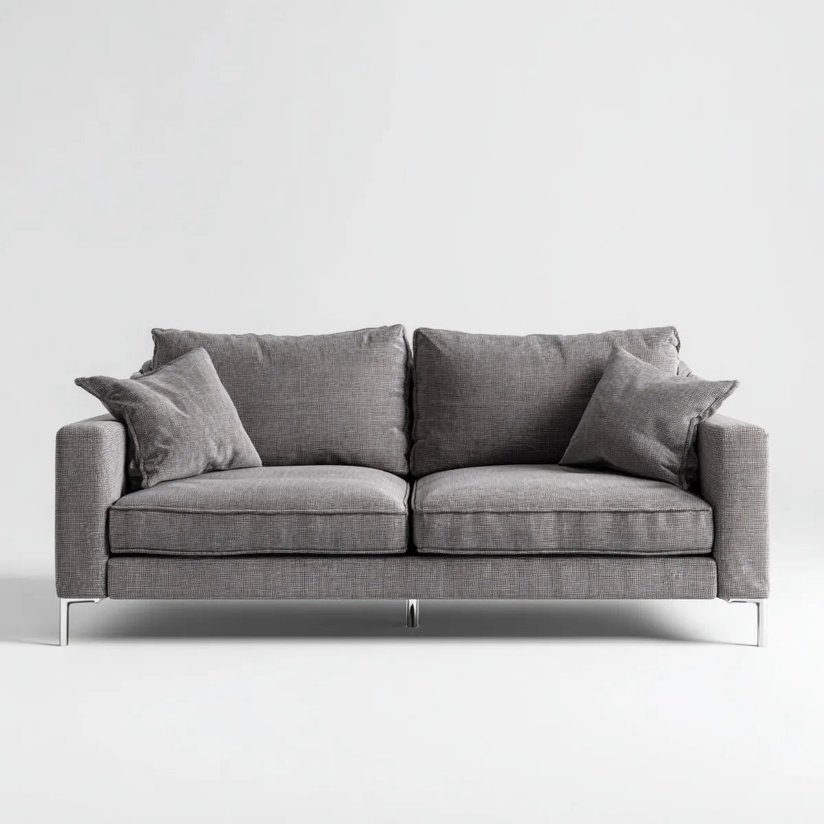 Canapé 2 places gris 170 x 90 x 85 cm en polyester forme droite